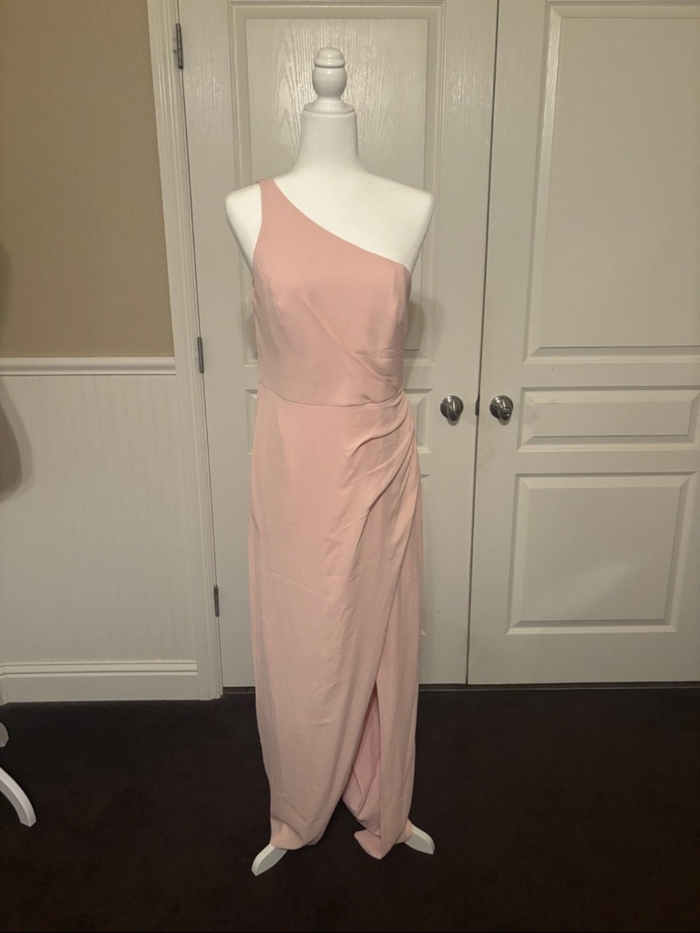 BHLDN Soft Pink One Shoulder Gown